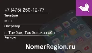 Кто звонил с 4752501277 - регион и оператор
